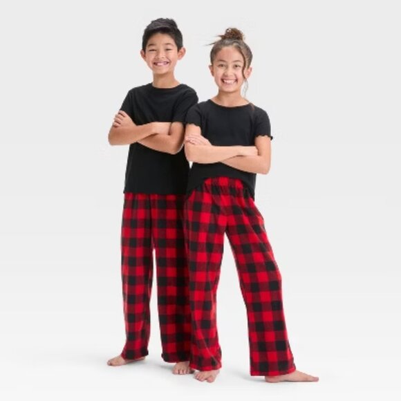 NEW Wondershop Toddler/Big Boy Red Buffalo Check Microfleece Pajama Pants - Picture 2 of 9